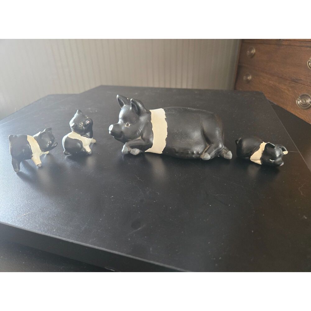 Ceramic Pig Sow & 3 Piglets Set of 4 Figurines Vintage Made in 1981